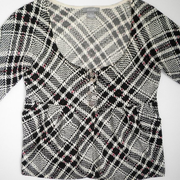 Y2K Plaid dELiA*s Cardigan Sweater Lizzie McGuire - Picture 3 of 7